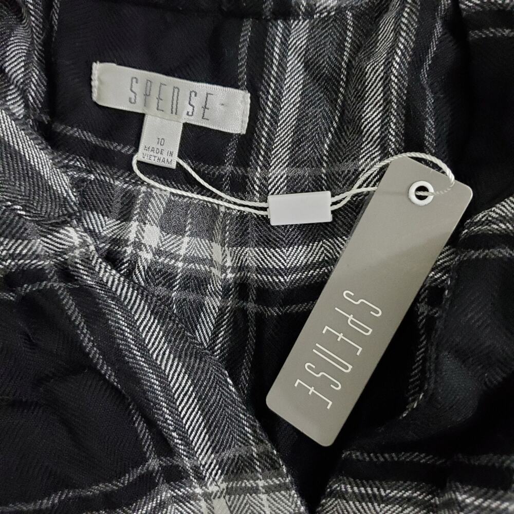 NWT Spense Black White Plaid Shirtdress Pockets Size 10 Old Money Quiet Luxury - Picture 9 of 10